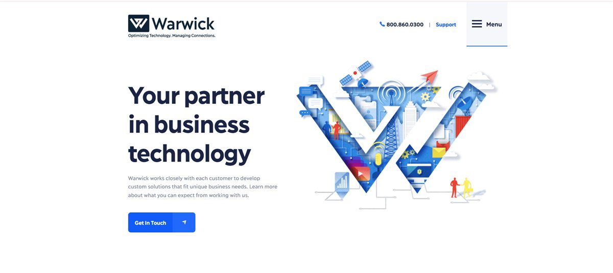 Warwick Communications managed IT services Cleveland homepage