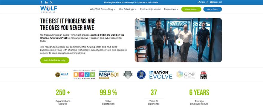 Wolf Consulting managed IT services Pittsburgh homepage