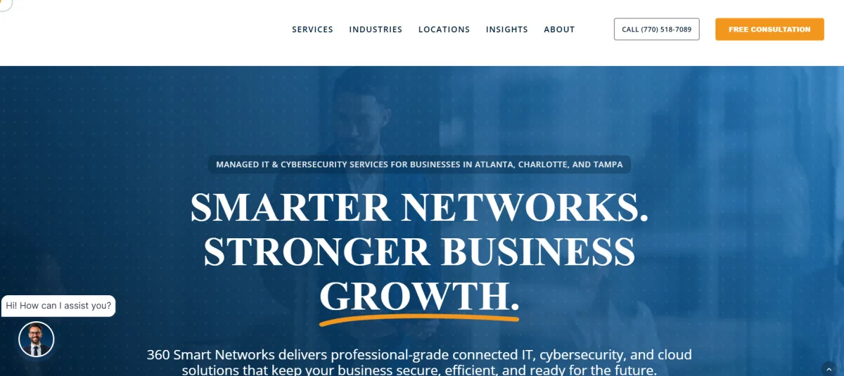 360 Smart Networks managed IT and cybersecurity Roswell GA homepage
