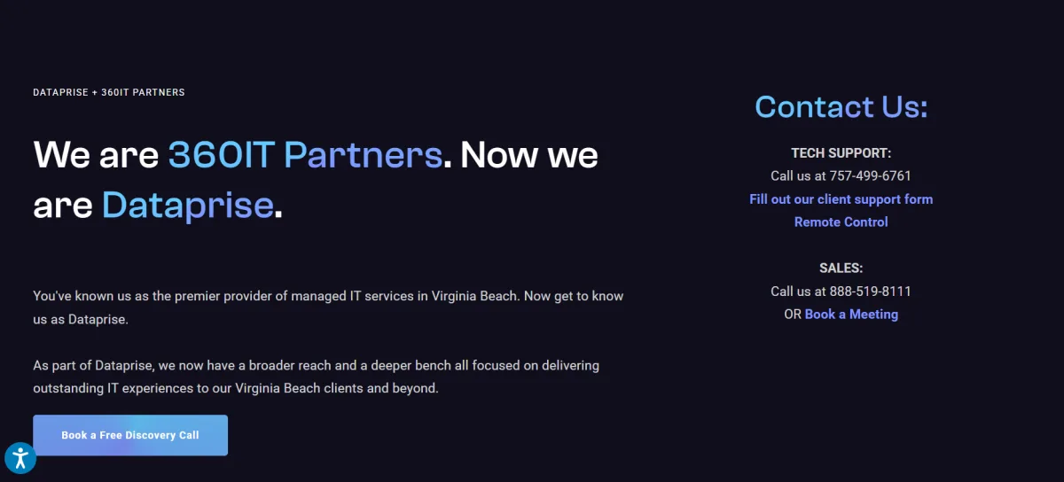 360IT Partners (Dataprise) healthcare IT Virginia Beach homepage
