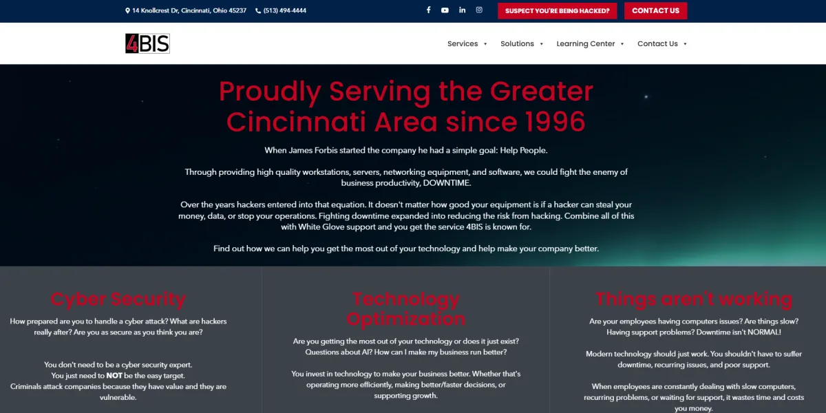 4BIS Cybersecurity IT Services Cincinnati Ohio homepage