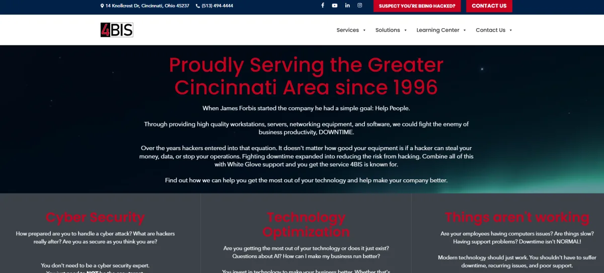 4BIS Cybersecurity Cincinnati SEC and GLBA compliance managed IT homepage
