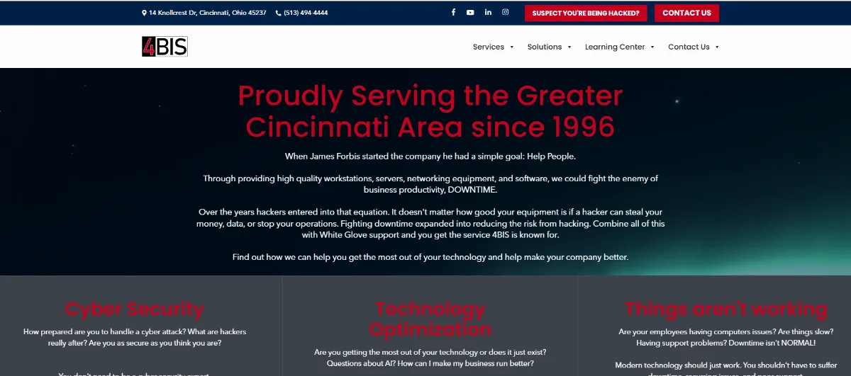 4BIS Cybersecurity managed IT for law firms in Cincinnati homepage