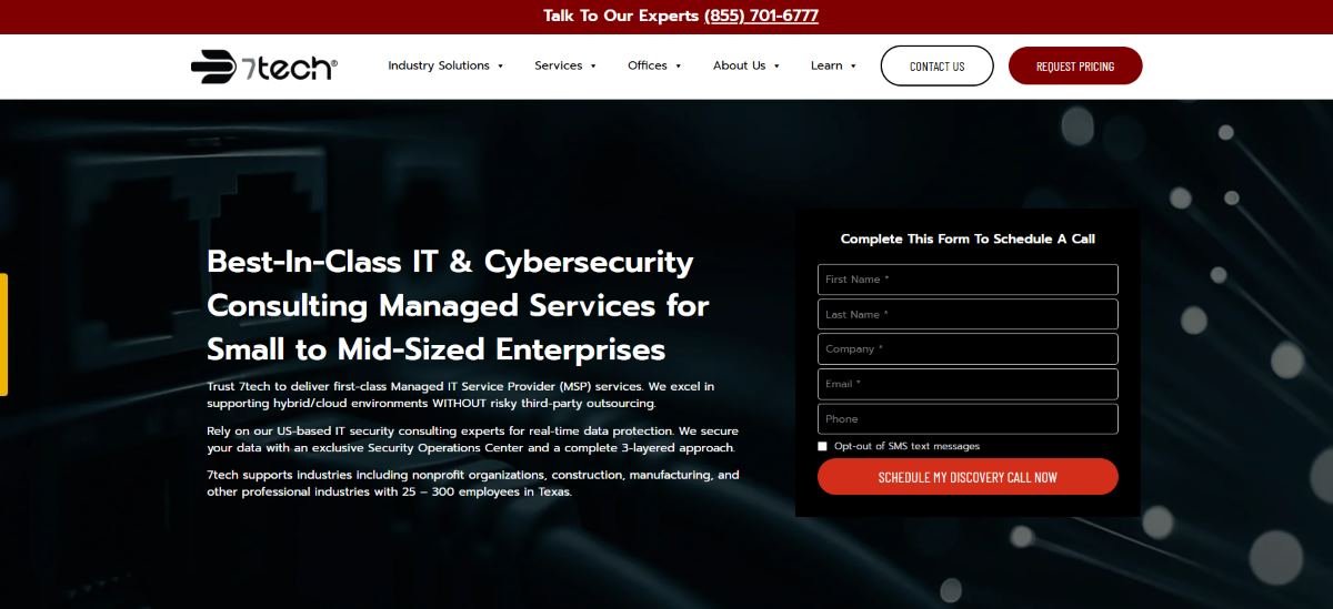7tech cybersecurity and CMMC services for manufacturers in San Antonio homepage