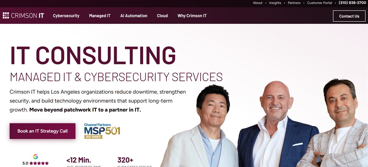 Crimson IT managed IT services for real estate Los Angeles homepage