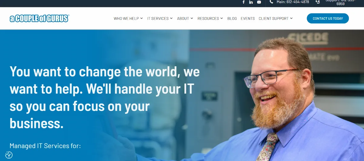 a COUPLE of GURUS managed IT services Minneapolis homepage