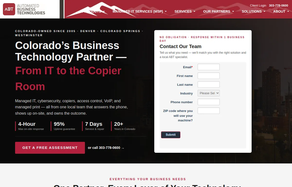 Automated Business Technologies ABT Colorado Springs IT services homepage