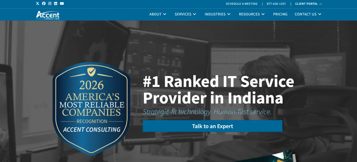 Accent Consulting managed IT for financial services in Indianapolis homepage