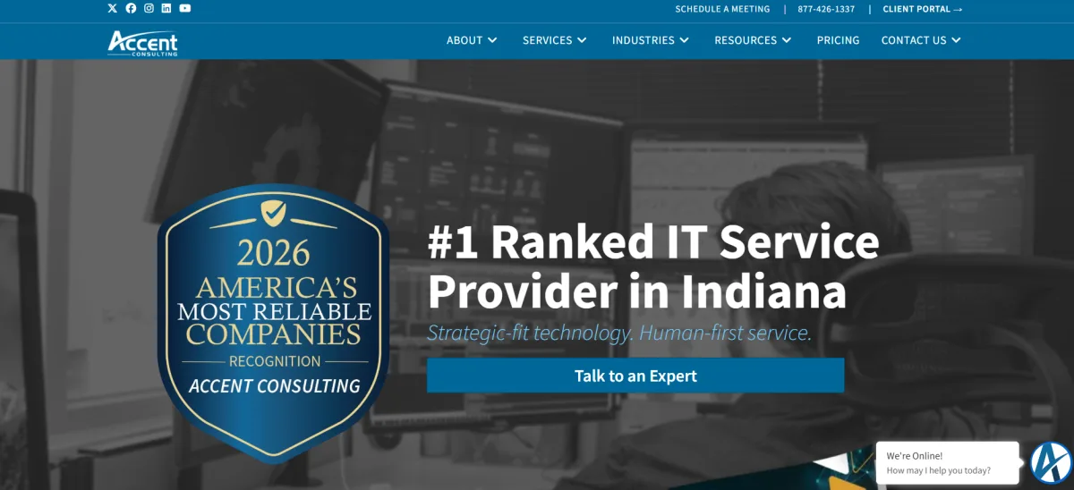 Accent Consulting managed IT for manufacturing in Indianapolis homepage