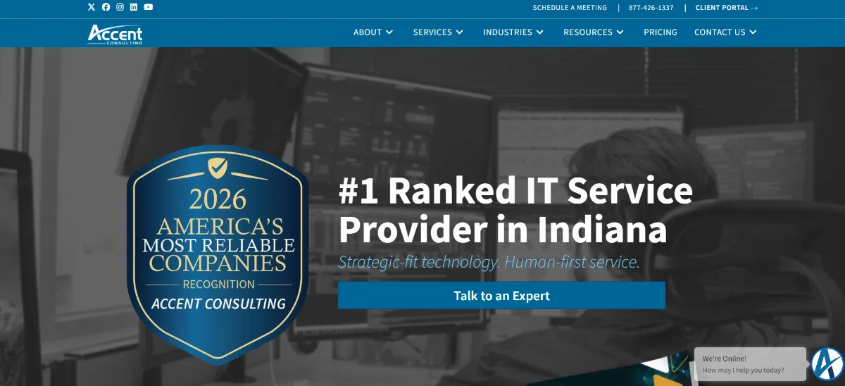 Accent Consulting professional services IT support in Indianapolis — homepage