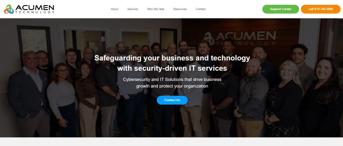 Acumen Technology IT support for financial institutions in Nashville, homepage
