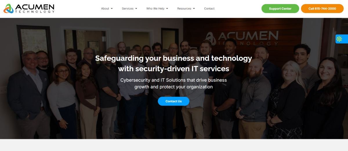 Acumen Technology Nashville cybersecurity managed IT homepage