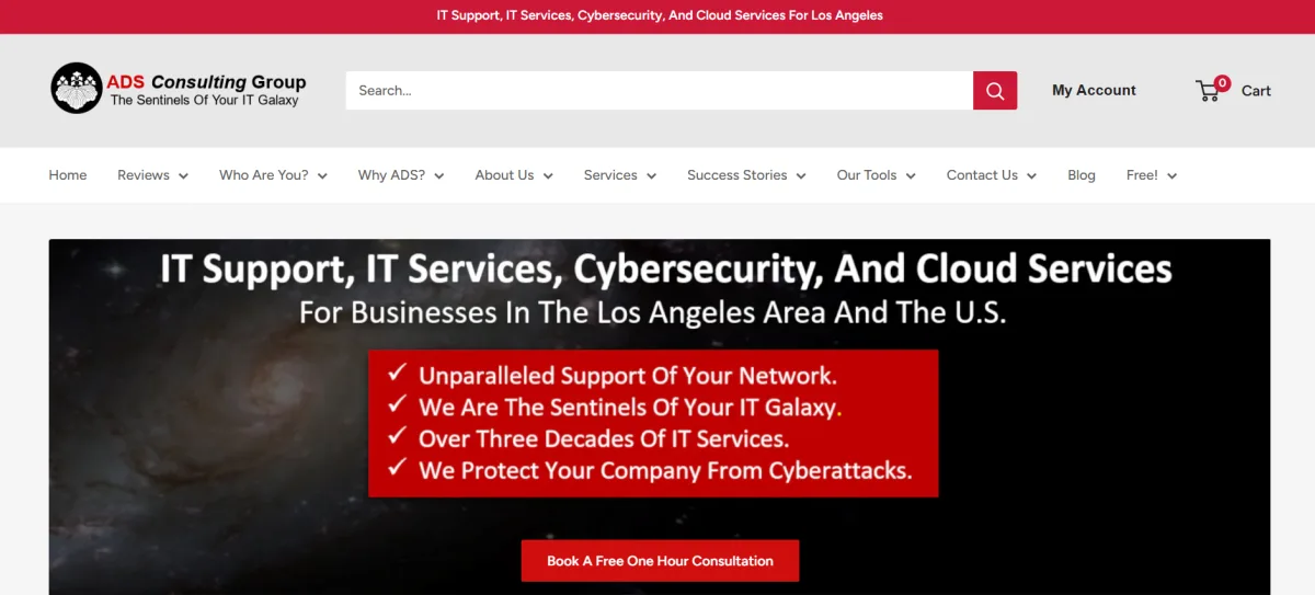 ADS Consulting Group homepage screenshot — IT support for CPA and accounting firms in LA