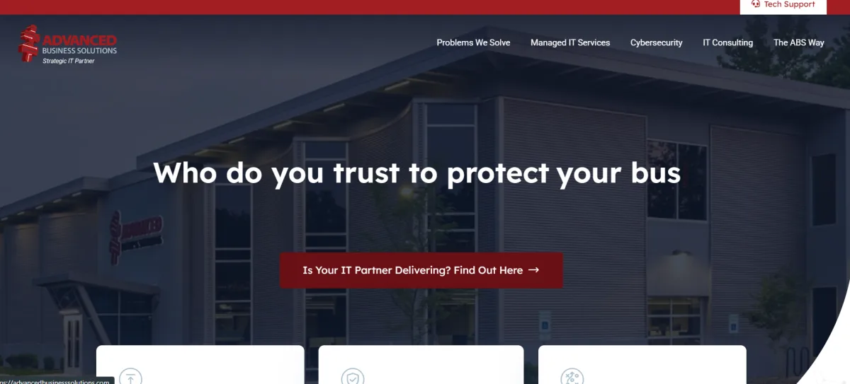 Advanced Business Solutions managed IT services for financial firms Louisville Kentucky homepage screenshot