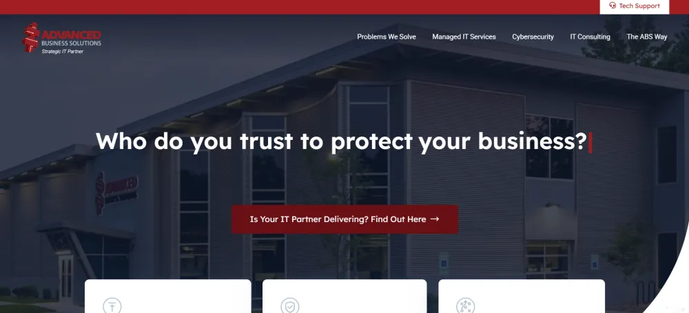 Advanced Business Solutions Louisville managed IT homepage screenshot