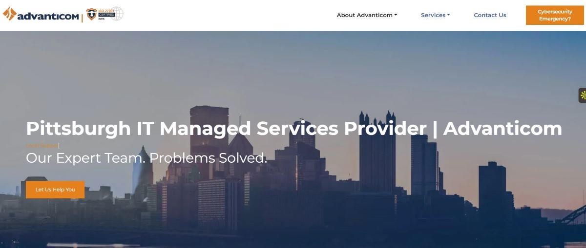 Advanticom ISO 27001 managed IT energy Pittsburgh PA homepage