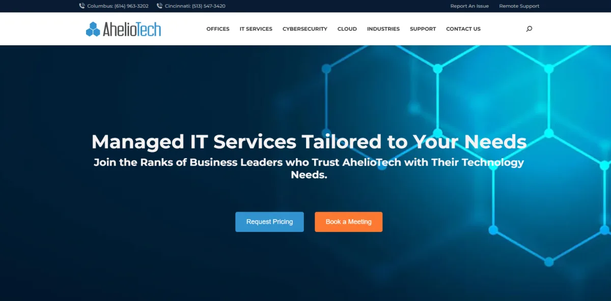 AhelioTech Cincinnati HIPAA compliance consulting managed IT homepage