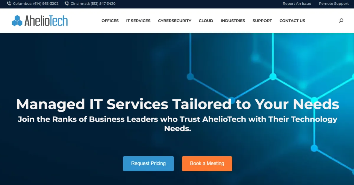 AhelioTech managed IT services Columbus Ohio homepage