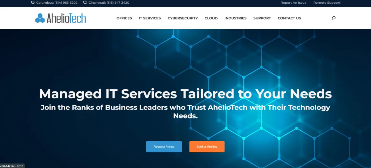 AhelioTech managed IT Columbus Ohio technology companies, homepage