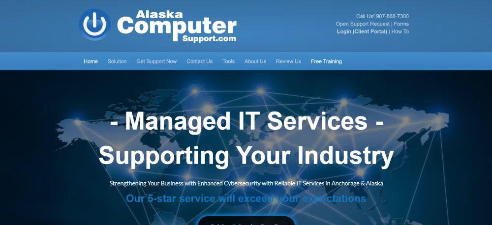 Alaska Computer Support homepage. Anchorage Alaska managed IT services homepage