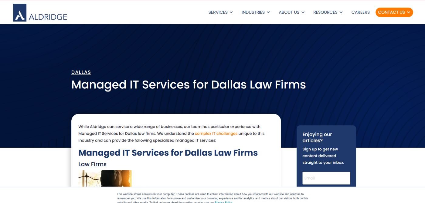 Aldridge managed IT services for Dallas law firms homepage
