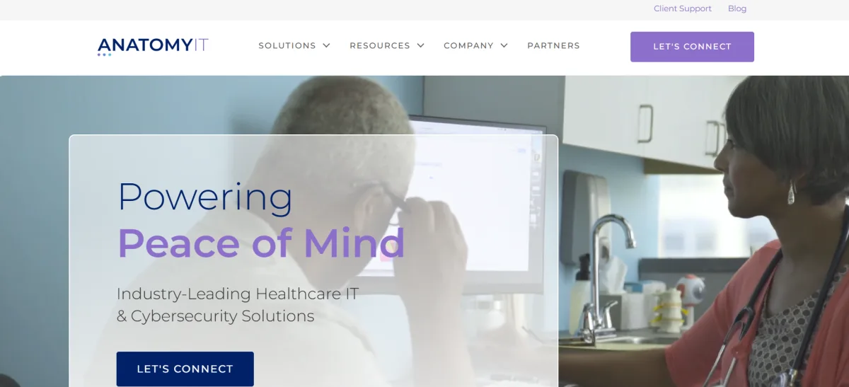 Anatomy IT healthcare-exclusive managed IT and cybersecurity homepage