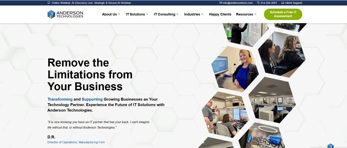 Anderson Technologies IT support St. Louis MO homepage