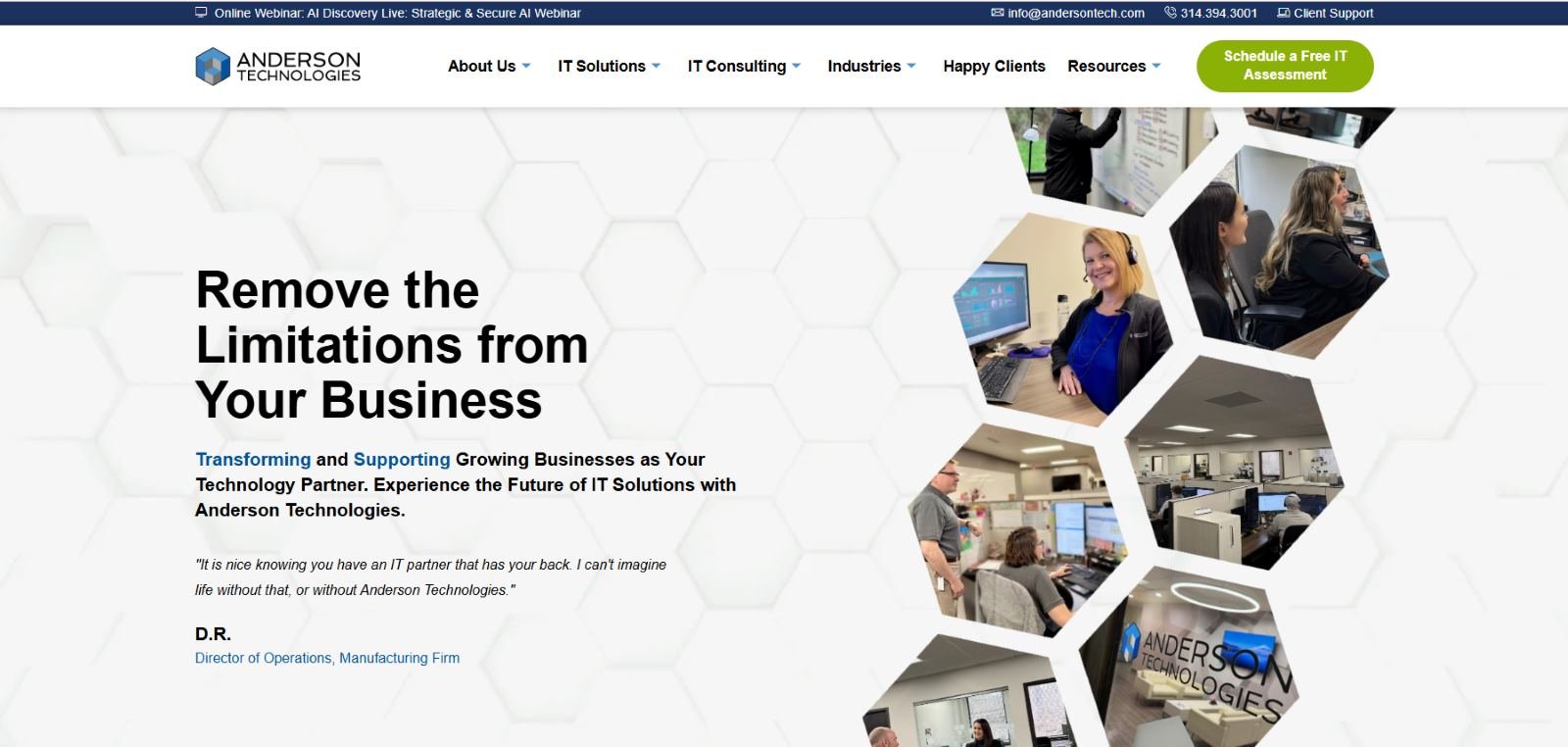 Anderson Technologies Ballwin MO family-owned MSP manufacturing St. Louis homepage screenshot