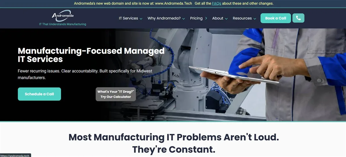 Andromeda Technology Solutions managed IT for logistics in Kansas City homepage
