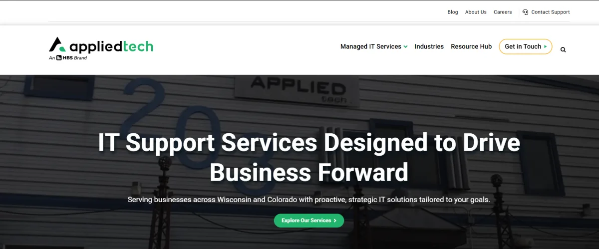 Applied Tech managed IT services for Wisconsin manufacturers homepage screenshot