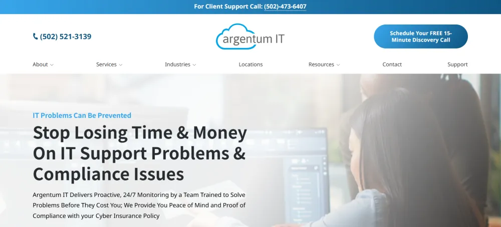 Argentum IT small business IT support Louisville homepage screenshot