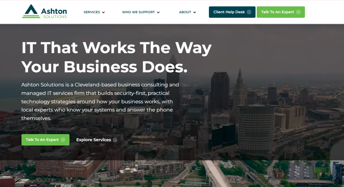 Ashton Solutions FINRA compliance IT for Cleveland financial firms homepage