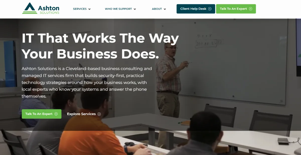 Ashton Solutions managed IT for law firms in Cleveland homepage