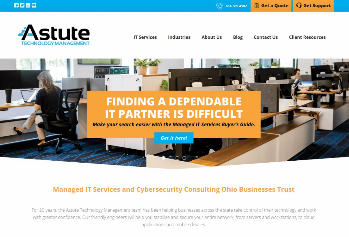 Astute Technology Management managed IT for law firms in Cincinnati homepage