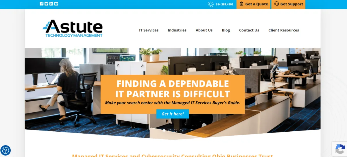 Astute Technology Management managed IT services Columbus Ohio, homepage