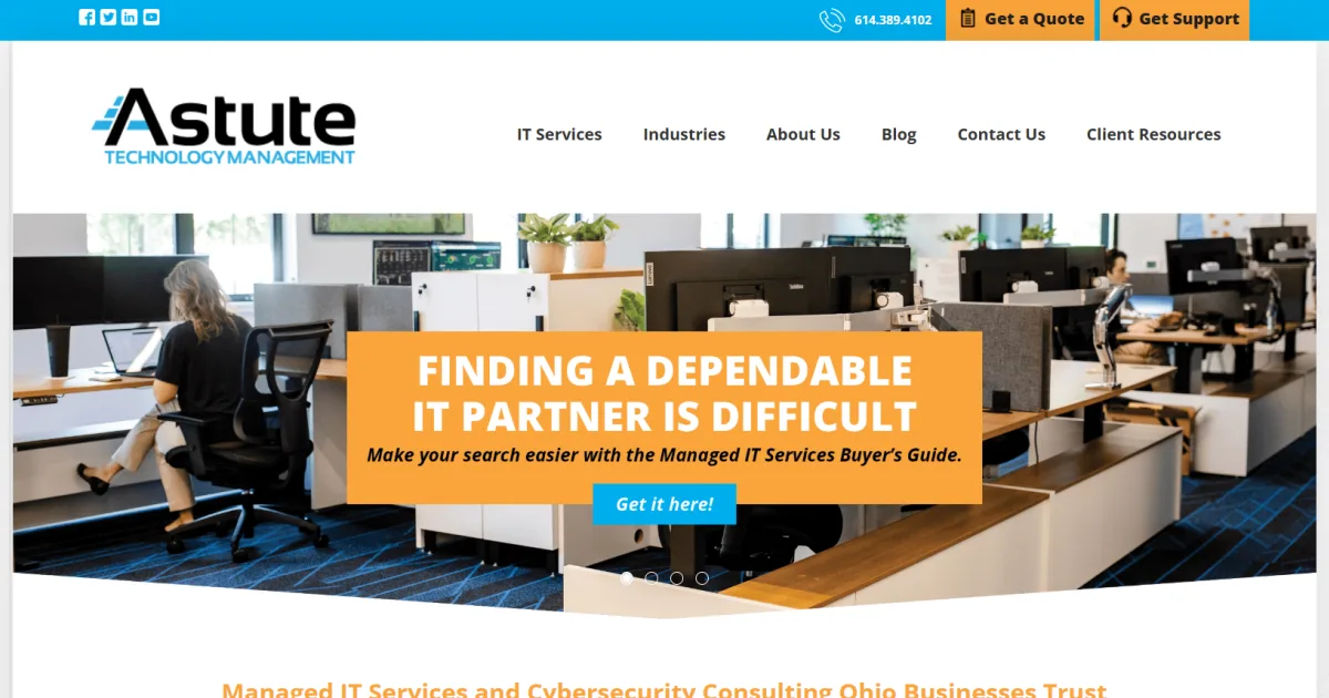 Astute Technology Management professional services managed IT Columbus Ohio homepage