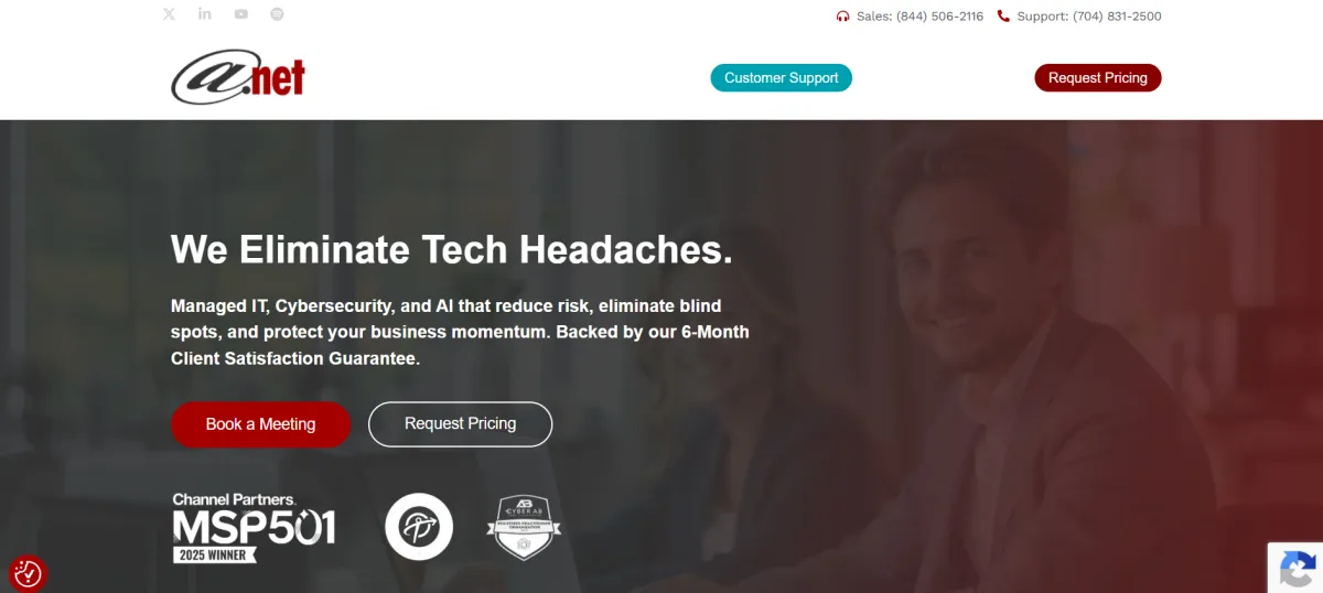 AT-NET Services managed IT and cybersecurity in Charlotte — homepage