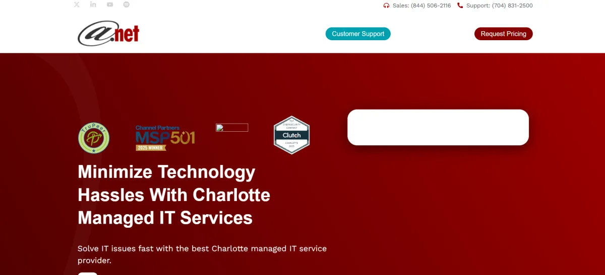 AT-NET Services managed IT services for law firms in Charlotte homepage