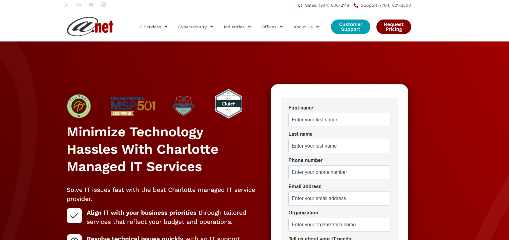 AT-NET Services managed IT services Columbia SC homepage