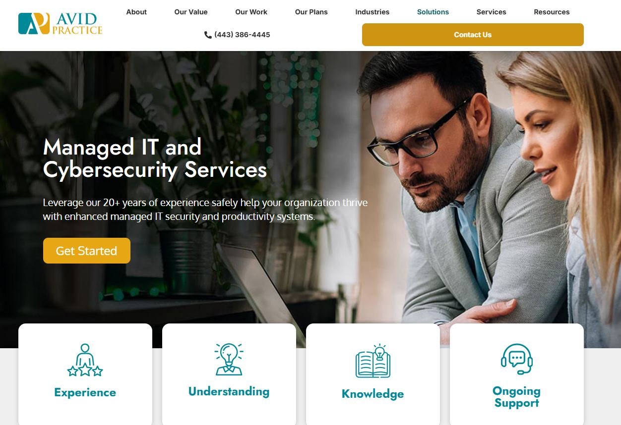 Avid Practice managed IT for financial services in Baltimore homepage