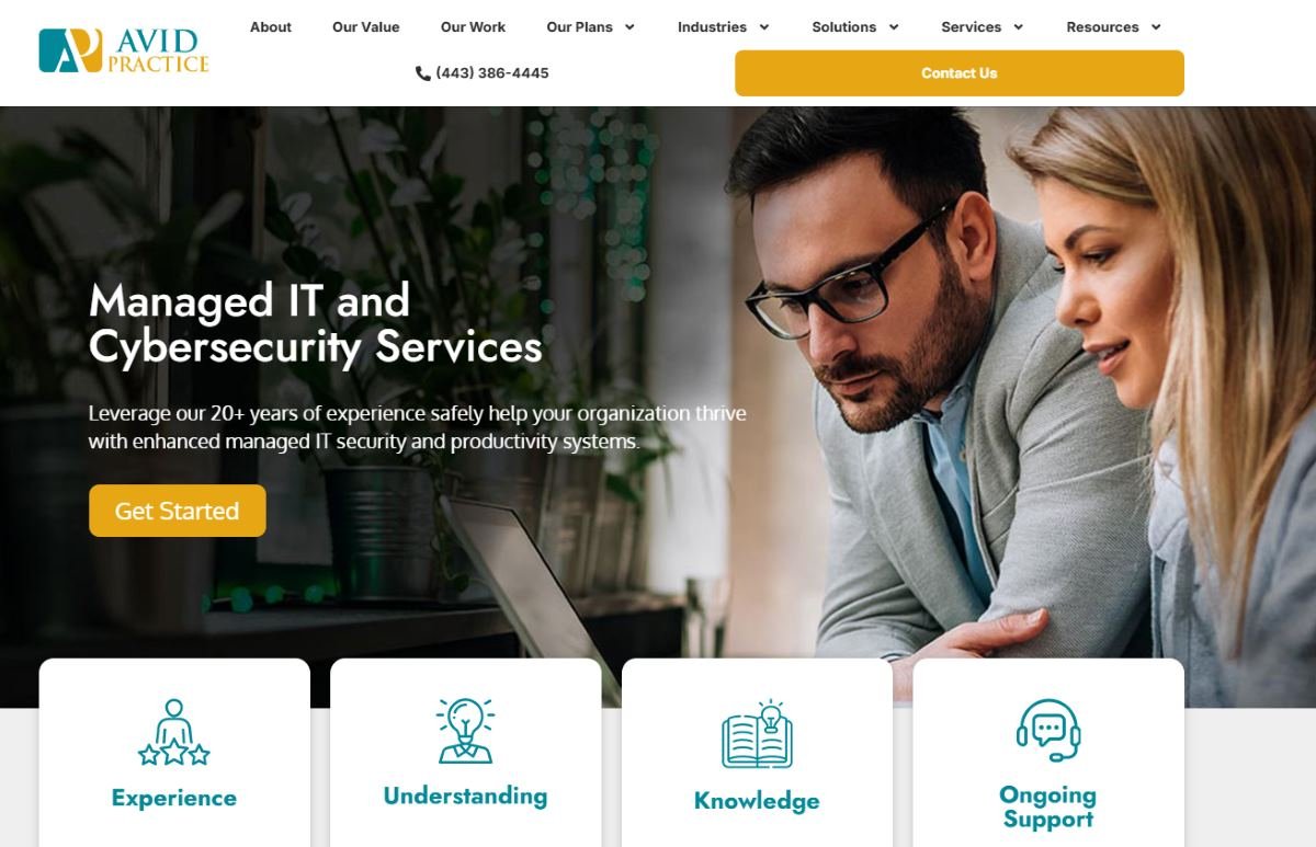 Avid Practice Baltimore managed IT services and cybersecurity for legal firms MD homepage