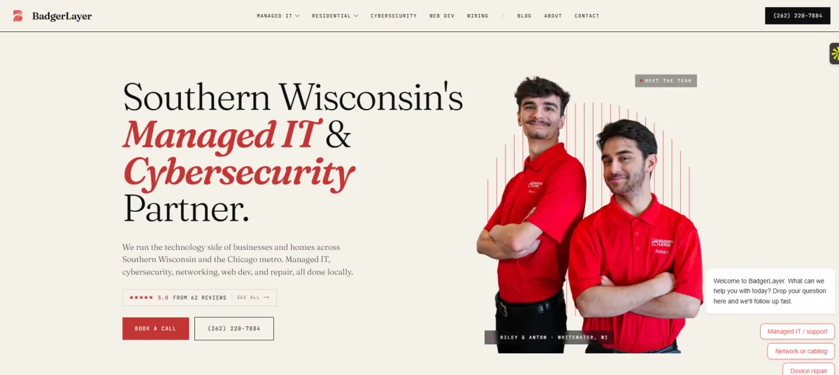 BadgerLayer Southern Wisconsin managed IT and cybersecurity homepage