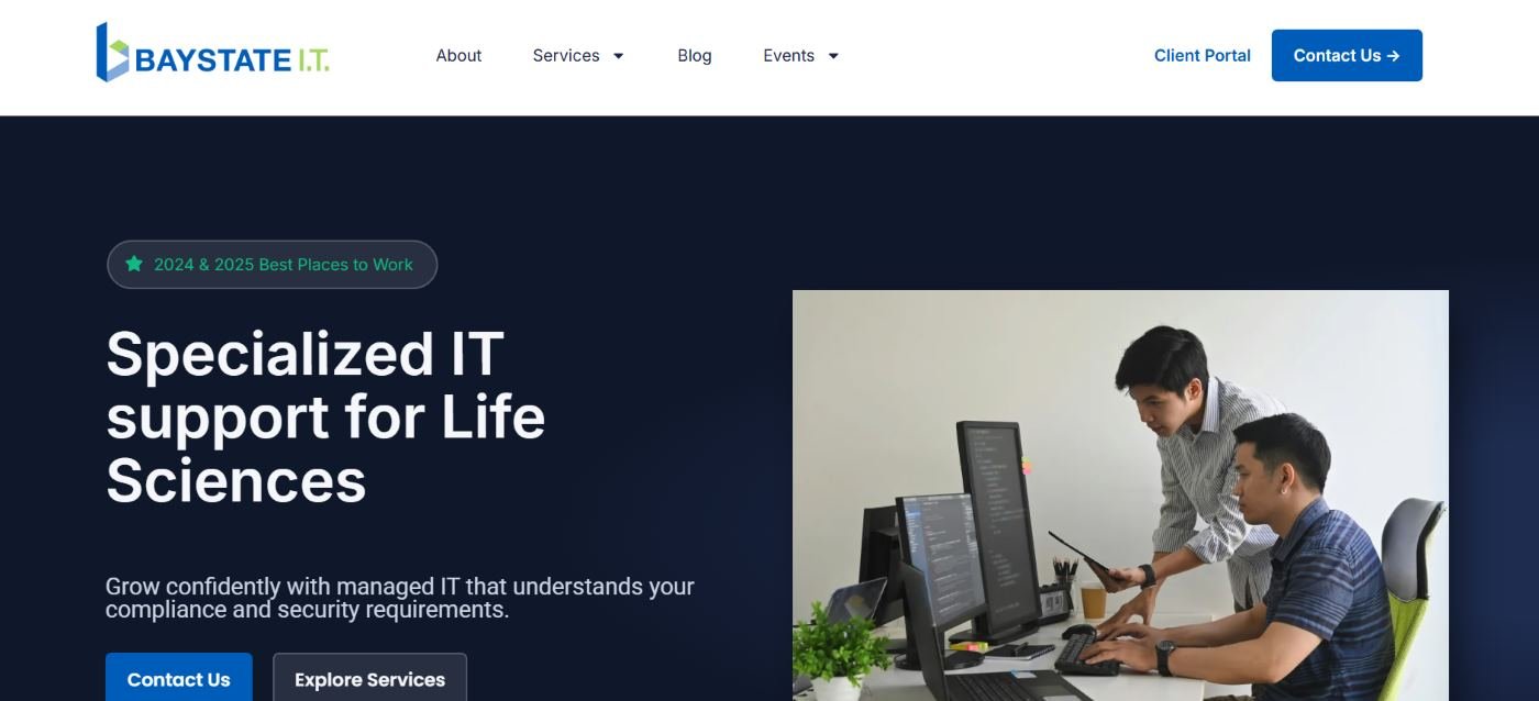 Bay State IT biotech managed IT services Boston homepage screenshot