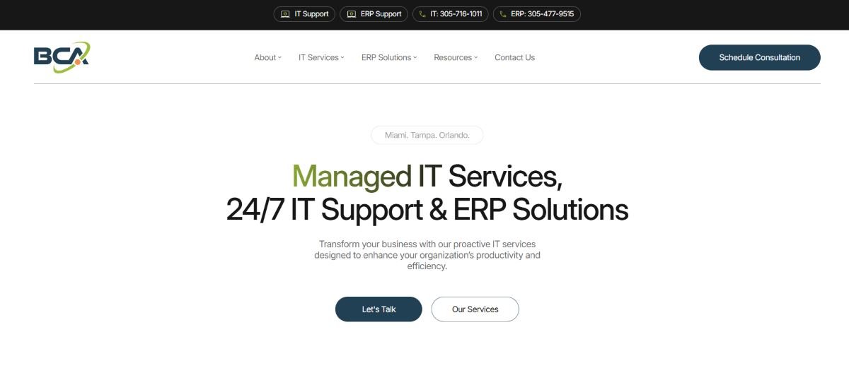 BCA IT managed IT services for real estate in Orlando homepage