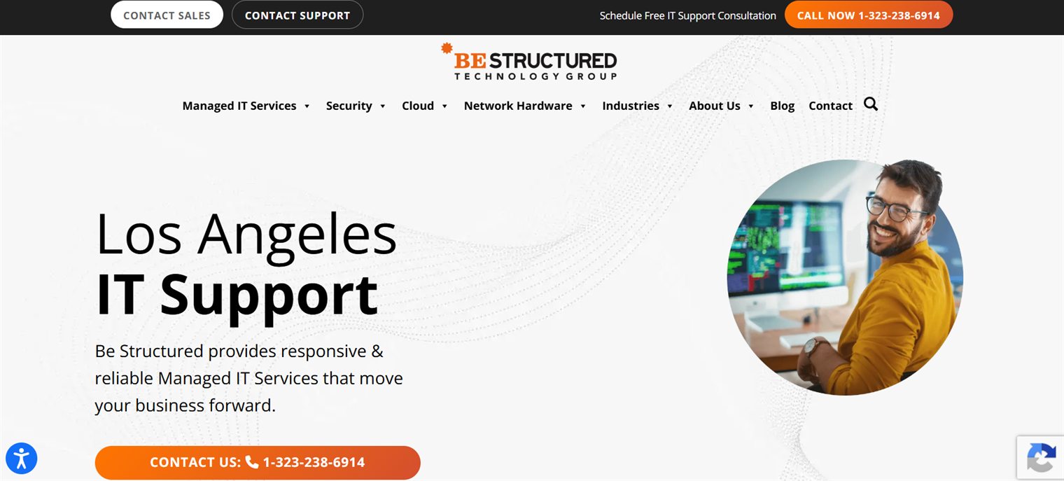 Be Structured Technology Group homepage screenshot - healthcare IT and HIPAA audit support provider in downtown Los Angeles