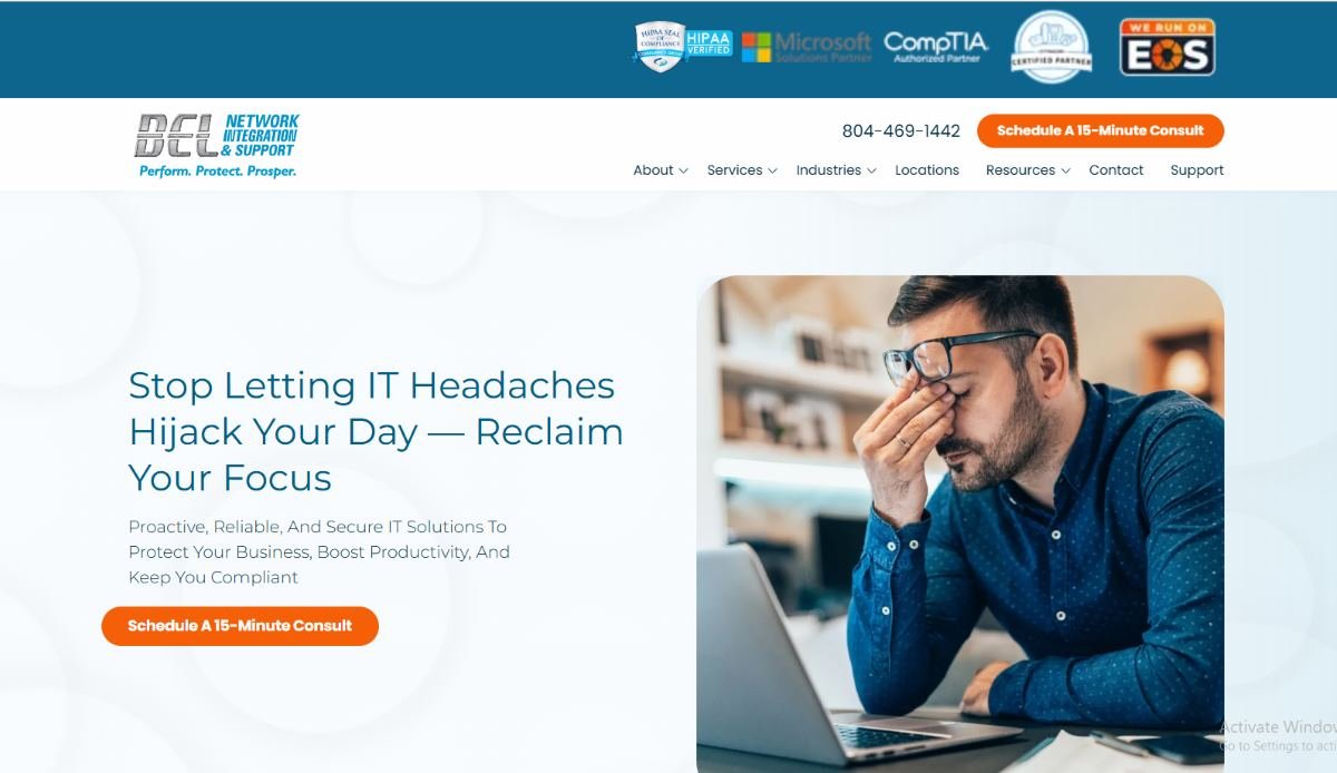 BELNIS BEL Network Integration and Support Richmond VA IT homepage