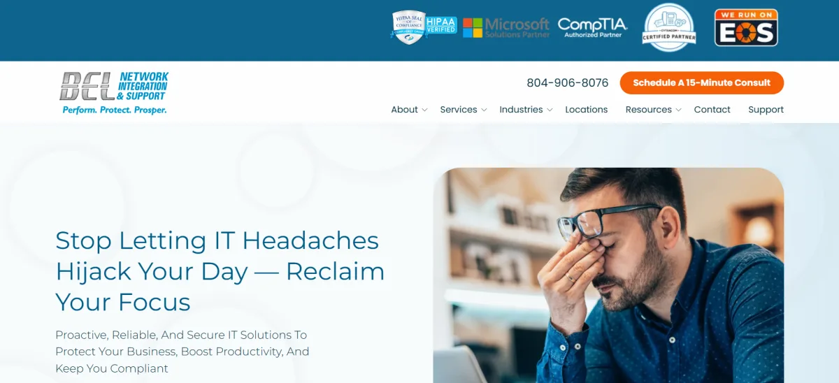 BELNIS managed IT services Virginia Beach homepage