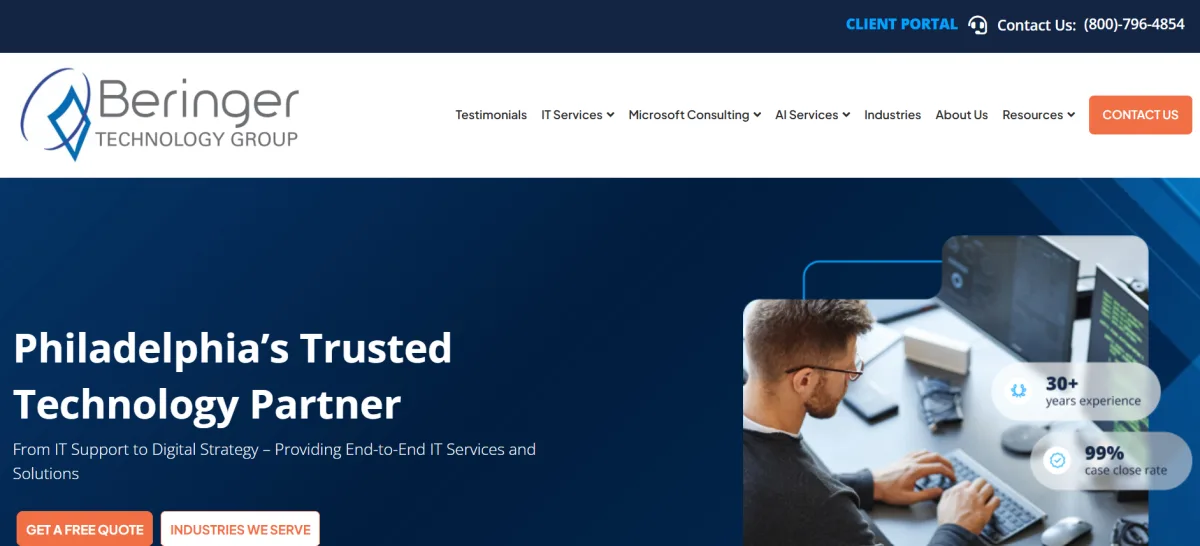 Beringer Technology Group Maple Shade NJ healthcare managed IT homepage