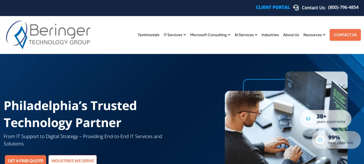 Beringer Technology Group Microsoft Dynamics 365 managed IT for manufacturers — homepage