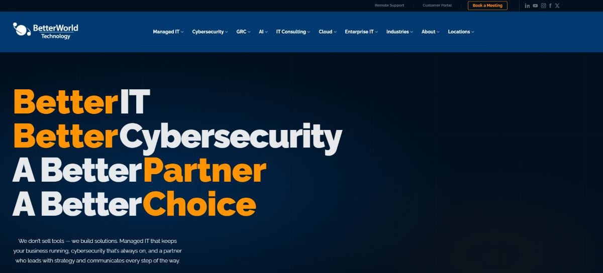 BetterWorld Technology B Corp nonprofit managed IT homepage screenshot
